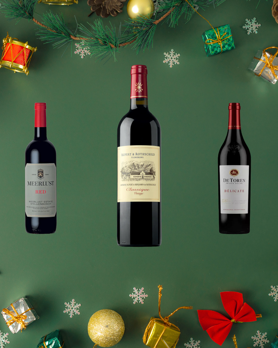 Luxury Christmas Wine Gift Box – De Toren, Meerlust and Rupert and Rothschild Classique Red (3-Bottle Bundle)